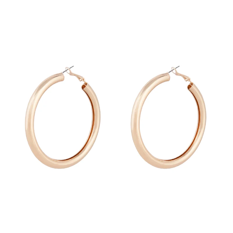 Women’s vintage gemstone earrings-Polished Gold Tube Hoop Earrings