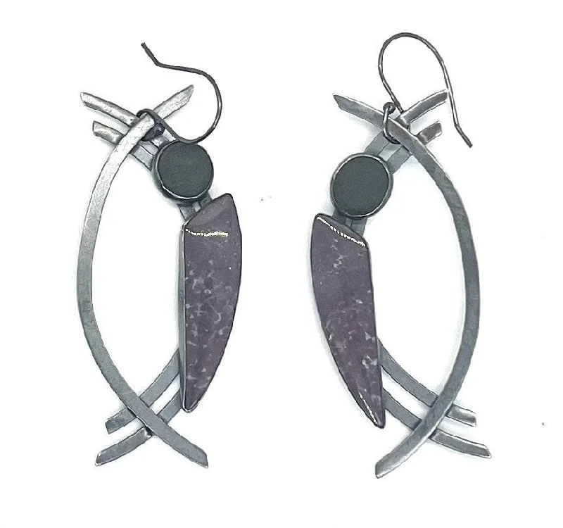 Women’s gemstone earrings-Grape Agate Rock Earrings