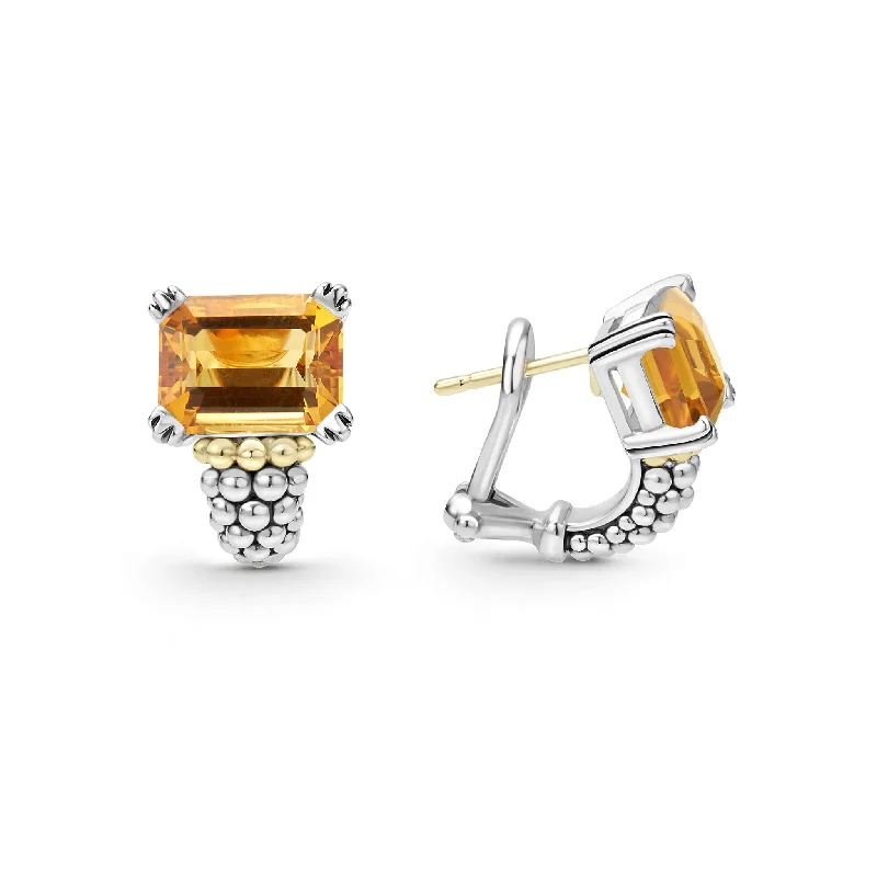 Women’s dangling earrings-Glacier Large Citrine Huggie Earrings