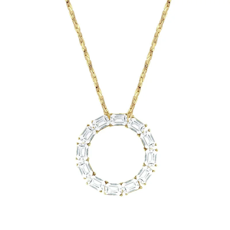 Women’s simple gold necklace-1928 Jewelry Octagon Austrian Crystal Round Pendant Necklace 18"