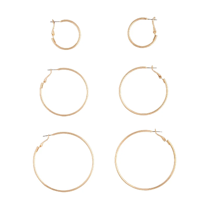 Women’s gold-plated earrings-Gold Sleeper Round Hoop Earring Pack