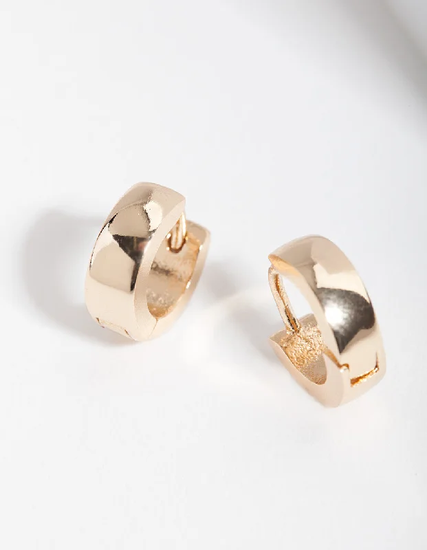 Women’s vintage-inspired earrings-Gold 4mm Mini Thick Huggie Earrings