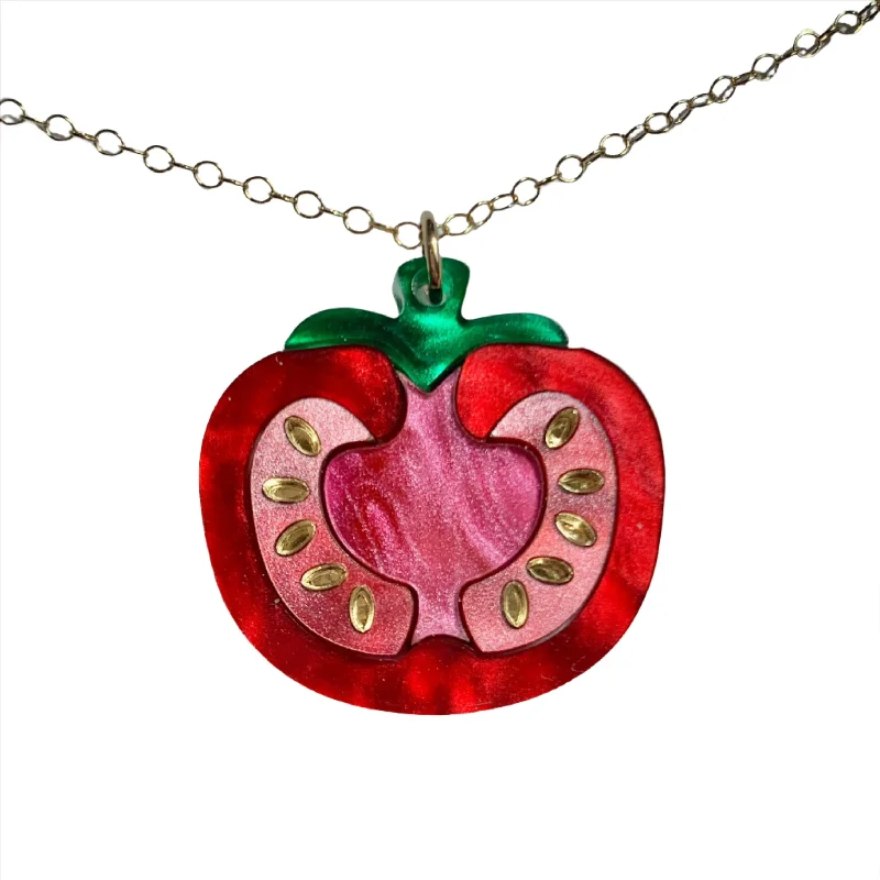 Women’s anniversary gift necklace-Seeded Tomato Necklace by Elise Design