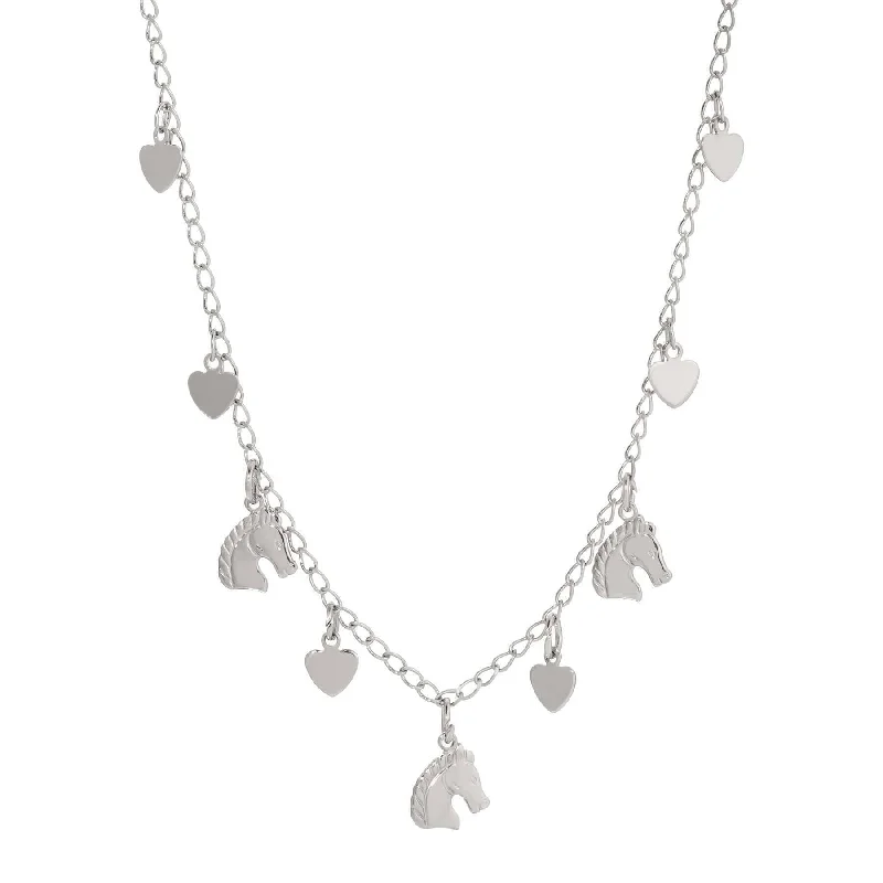 Women’s elegant diamond necklace-1928 Jewelry Equine & Heart Charms Necklace 16"