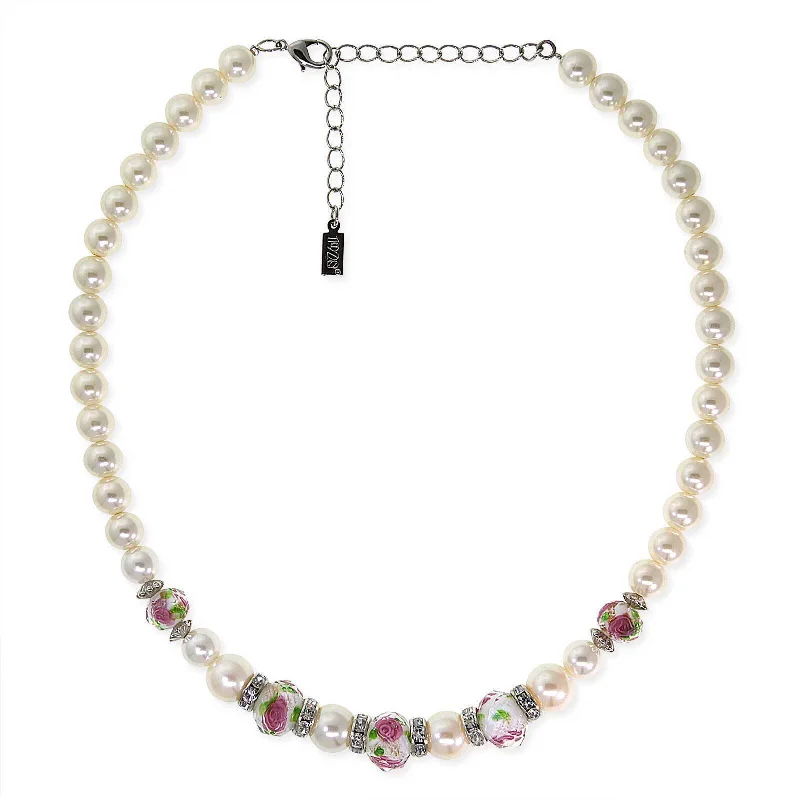 Women’s long necklace-1928 Jewelry Pink Floral Beaded Necklace 15" + 3" Extender