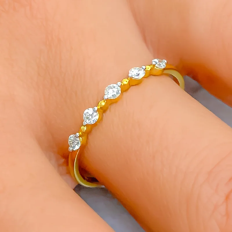 Women’s engagement rings with black diamonds-Dainty Dazzling Diamond + 18k Gold Band Ring