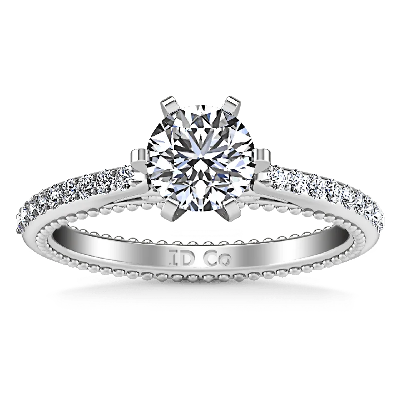 Women’s custom made engagement rings-Round Diamond Pave Engagement Ring Embrace 14K White Gold