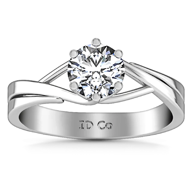 Women’s oval engagement rings-Round Diamond Solitaire Engagement Ring Wisteria 14K White Gold