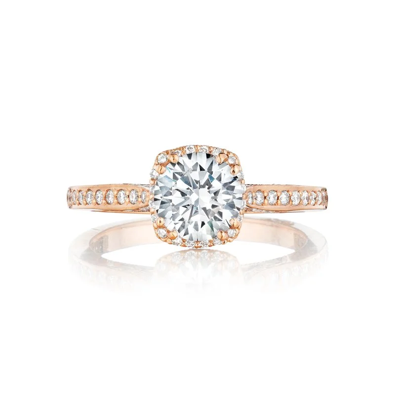 Women’s engagement rings with round diamonds-TACORI Pretty in Pink Round Bloom Halo Engagement Ring