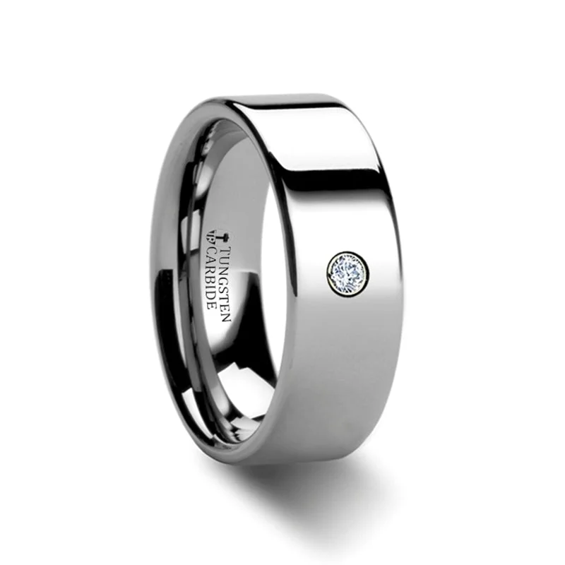 Women’s rose gold and diamond engagement rings-Tungsten Diamond Men's Wedding Band