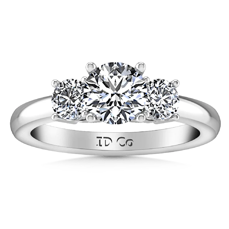 Women’s custom engagement rings with names-Three Stone Engagement Ring Classic 14K White Gold