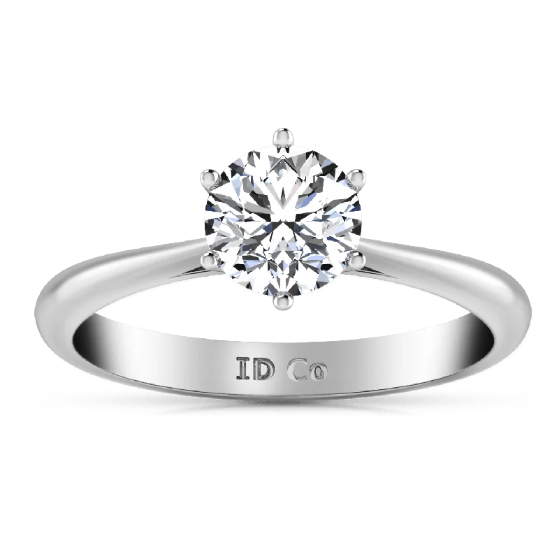 Women’s luxury engagement rings-Round Diamond Solitaire Engagement Ring Alexa 14K White Gold