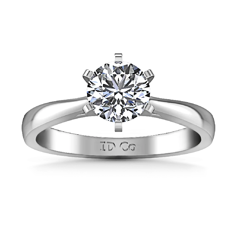 Women’s unique engagement rings-Round Diamond Solitaire Engagement Ring Tapered And Arched 14K White Gold