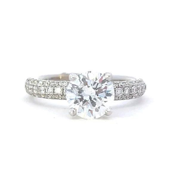 Women’s simple engagement rings-Pave Diamond Engagement Ring