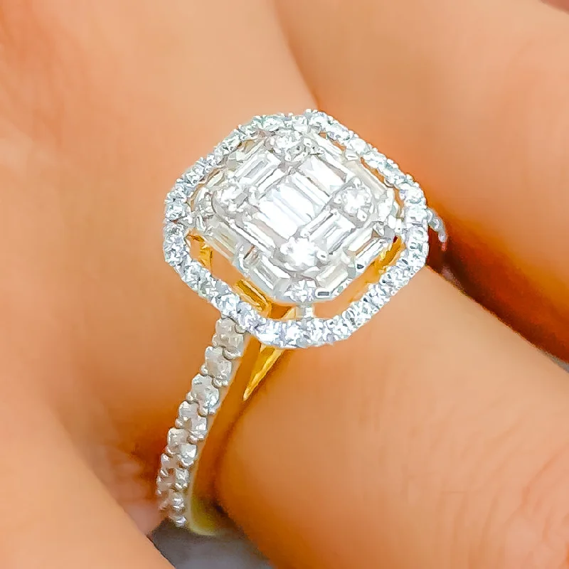 Women’s custom engagement rings with diamonds-Stunning Open Halo 18K Gold + Diamond Ring