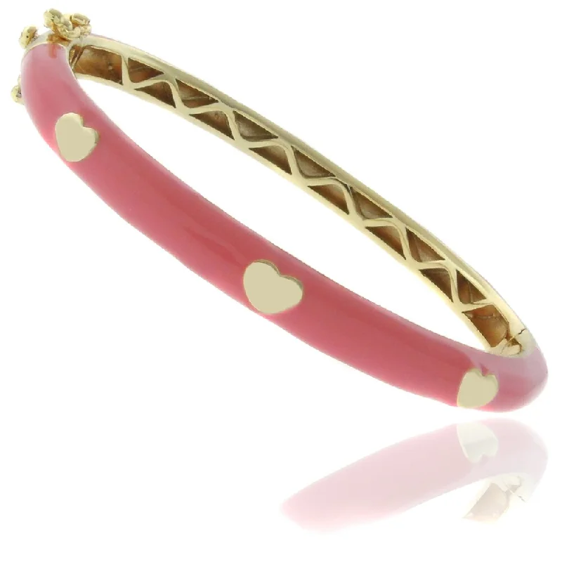 Women’s bangle set-Molly and Emma 18k Gold Overlay Children's Enamel Heart Bangle