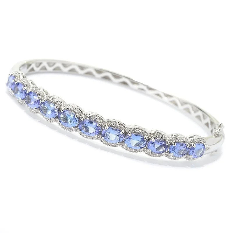 Women’s bracelet with charms-Sterling Silver 8.7Ctw Tanzanite & White Zircon Bangle