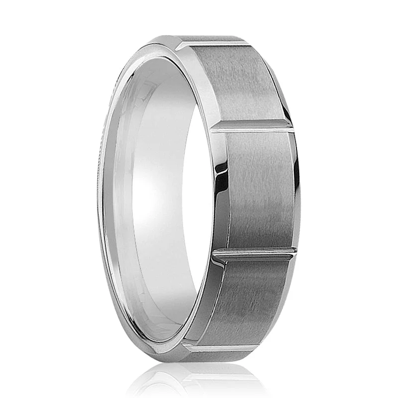 Women’s luxury diamond ring-NILES | Tungsten Ring Multiple Vertical Groove