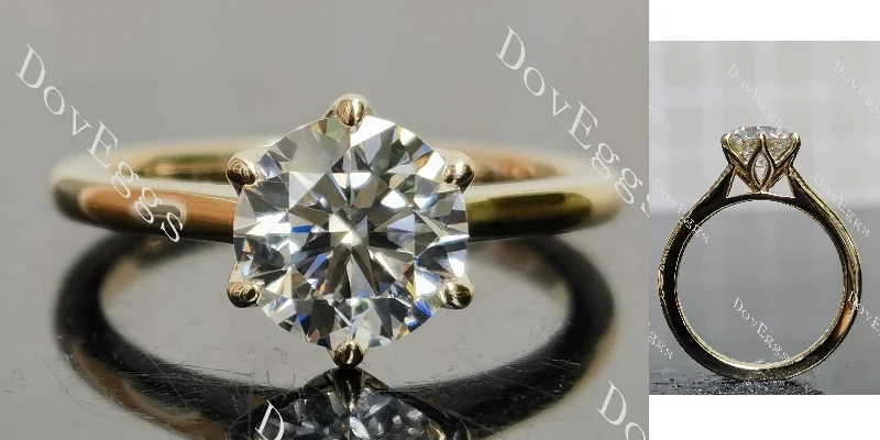 Women’s custom engagement rings with diamonds-Doveggs round solitaire moissanite engagement ring