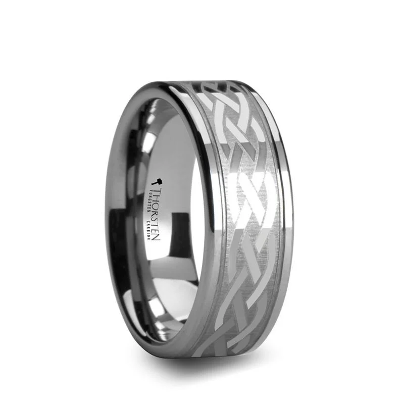 Women’s romantic ring-PAETUS | Tungsten Ring Flat Dual Offset Groove