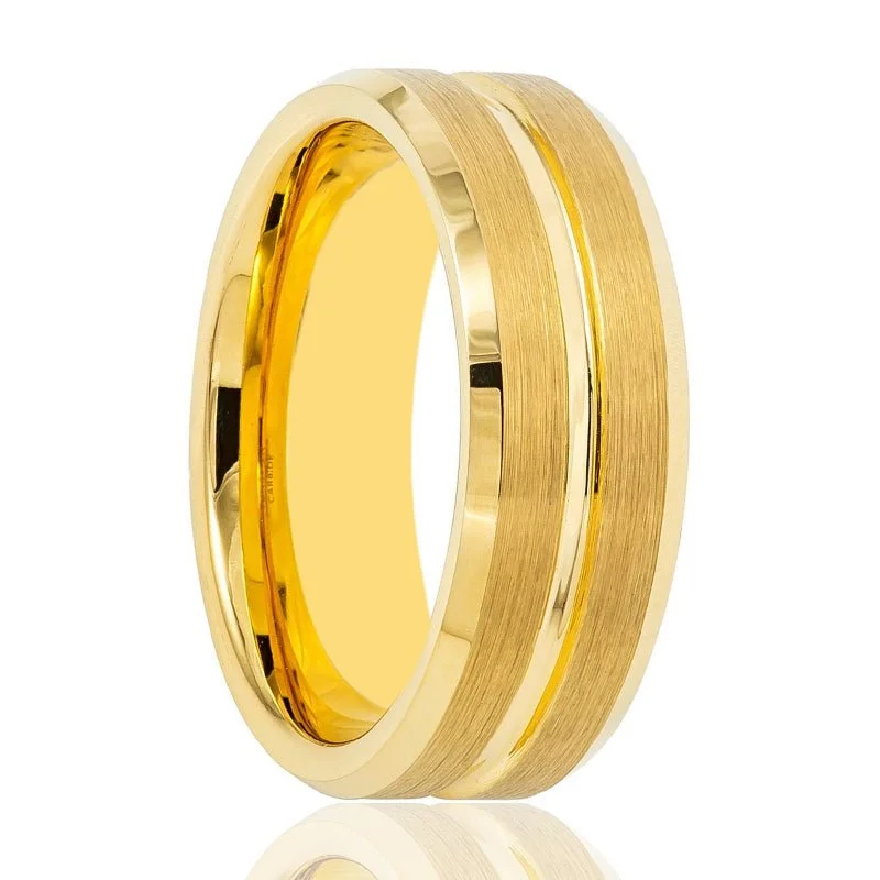 Women’s hand-crafted ring-LUCIO | Tungsten Ring Yellow Gold