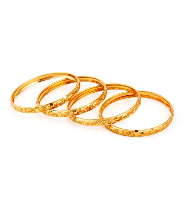 Women’s precious metal bracelet-Gold-Plated Alloy Set Of 4 Gold Plated Bangle - The Pari