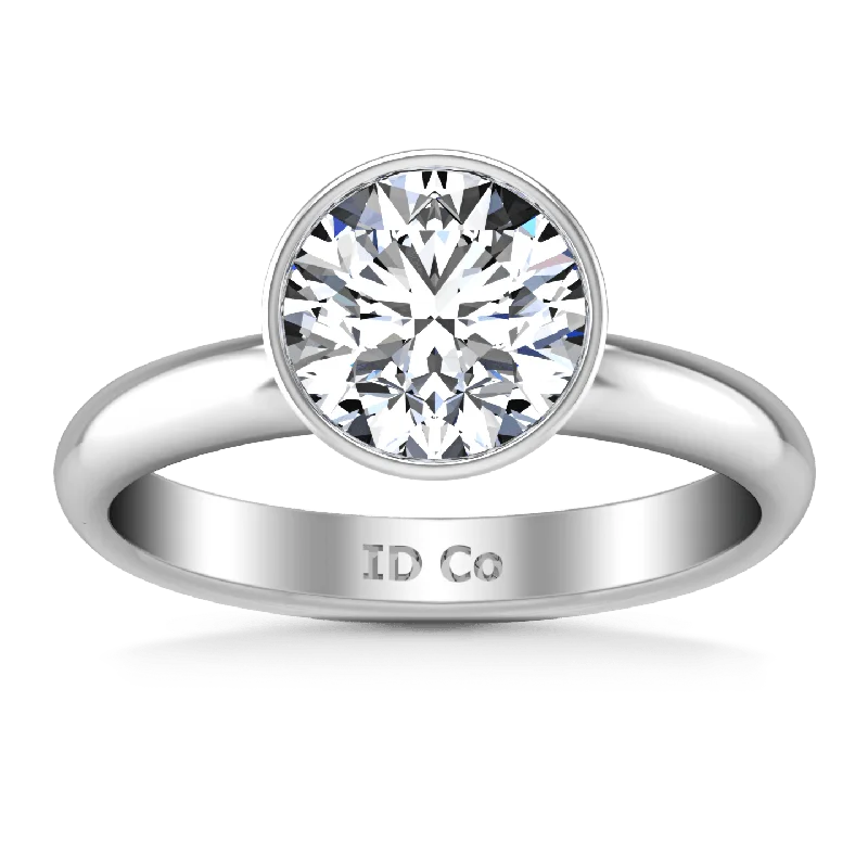 Women’s custom halo engagement rings-Round Diamond Solitaire Engagement Ring Contempo 14K White Gold