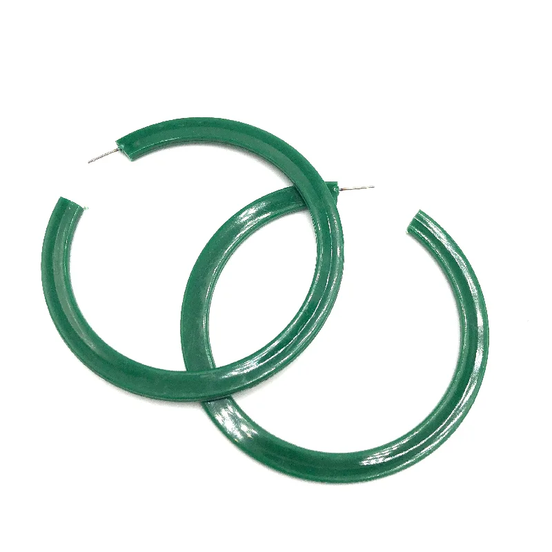 Women’s crystal bracelet-Kelly Green Acrylic Bangle Hoop Earrings