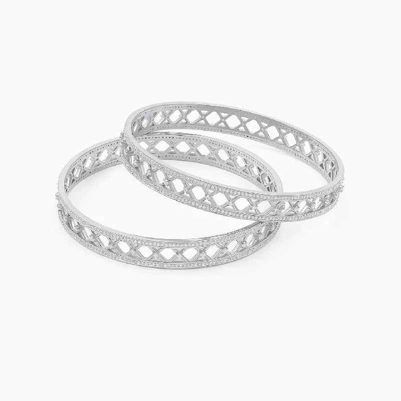 Women’s two-tone bracelet-Trendy 925 Sterling Silver Bangle