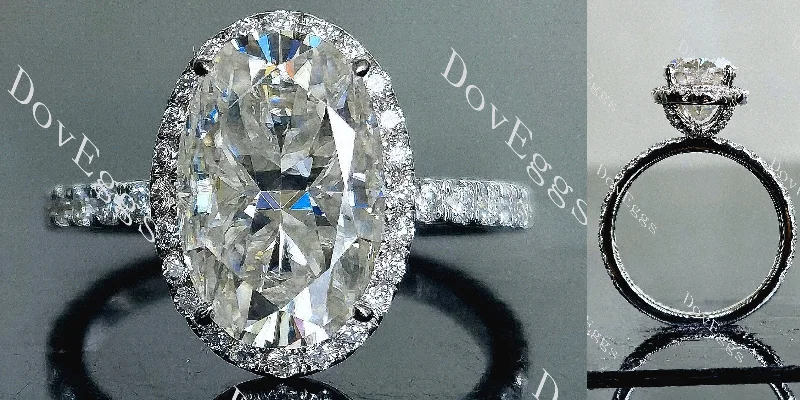 Women’s engagement rings with vintage settings-Doveggs oval halo pave moissanite engagement ring