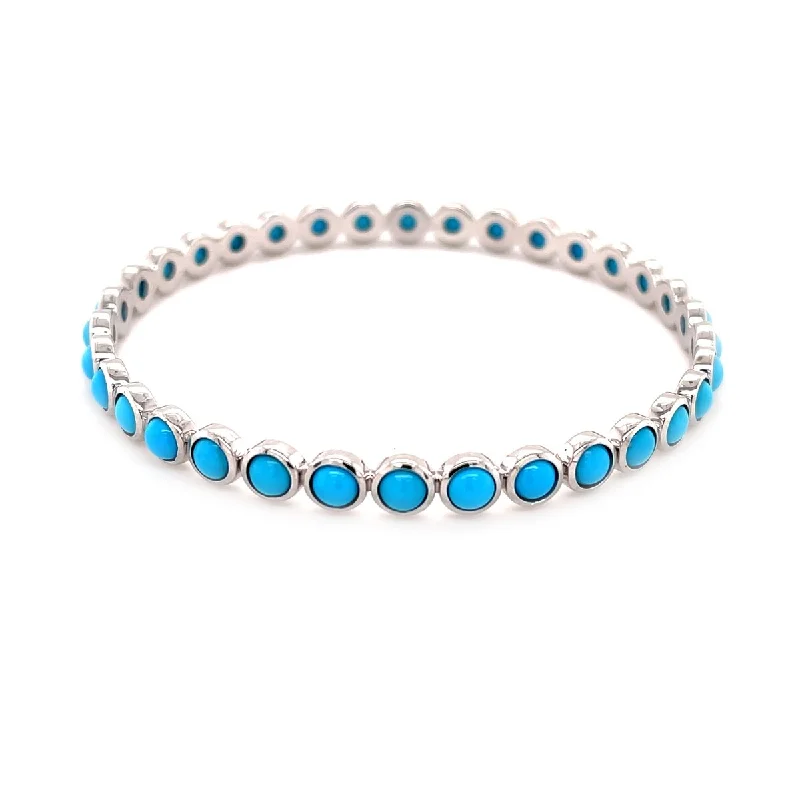 Women’s twisted bracelet-925 Sterling Silver Sleeping Beauty Turquoise Gemstone Bangle