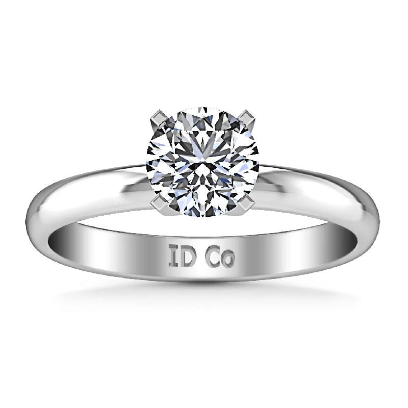 Women’s engagement rings with a simple design-Round Diamond Solitaire Engagement Ring Comfort Fit Round Diamond Diamond 14K White Gold