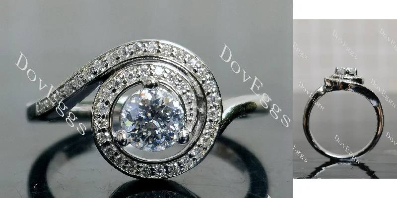 Women’s engagement rings with dazzling diamonds-Doveggs round pave vintage wave moissanite engagement ring