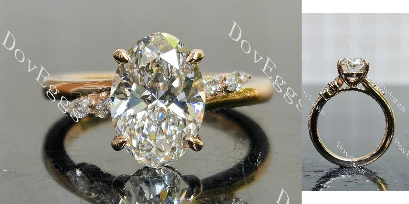 Women’s diamond engagement rings for less-Doveggs oval side stones vintage moissanite engagement ring