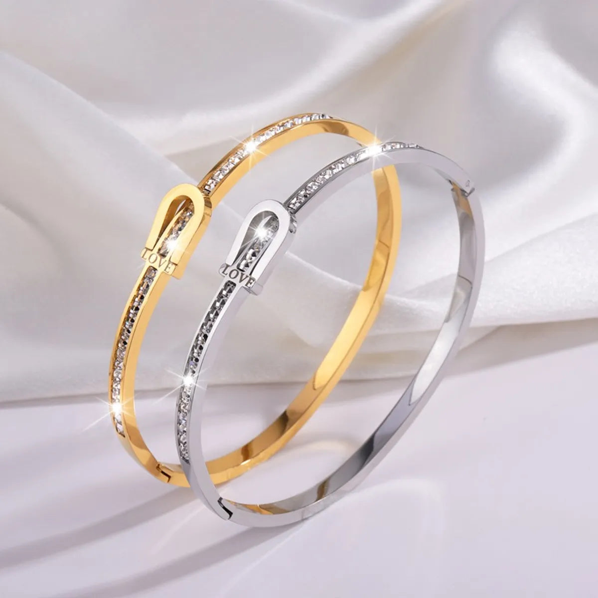 Women’s wedding bangle-Stainless Steel Hip-Hop Geometric Solid Color Plating Bangle