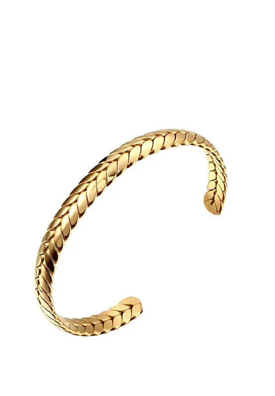 Women’s handmade bracelet-18k Gold Textured Cuff Bangle