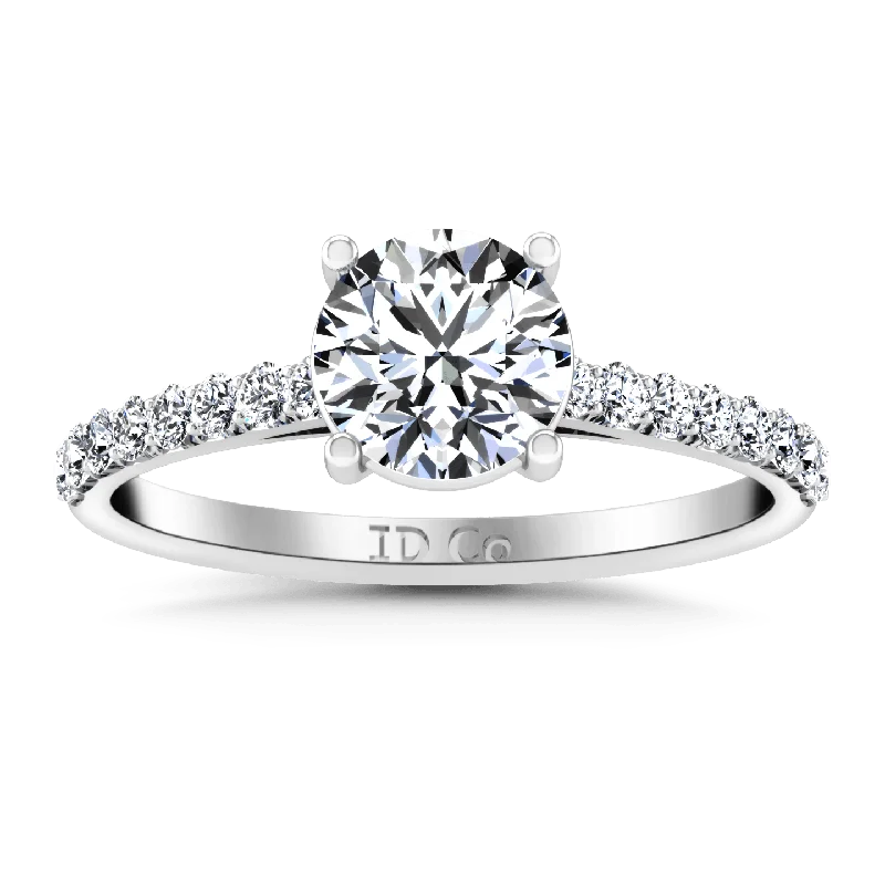 Women’s elegant engagement rings-Round Diamond Pave Engagement Ring Yvette 14K White Gold