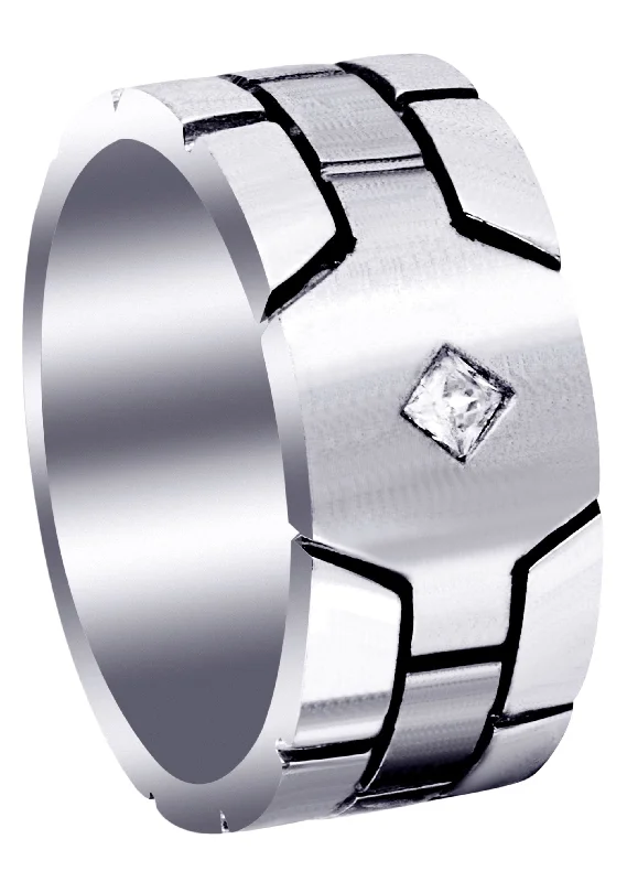 Women’s alternative engagement rings-Diamond Mens Engagement Ring | 0.1 Carats | Satin Finish (Ellis)