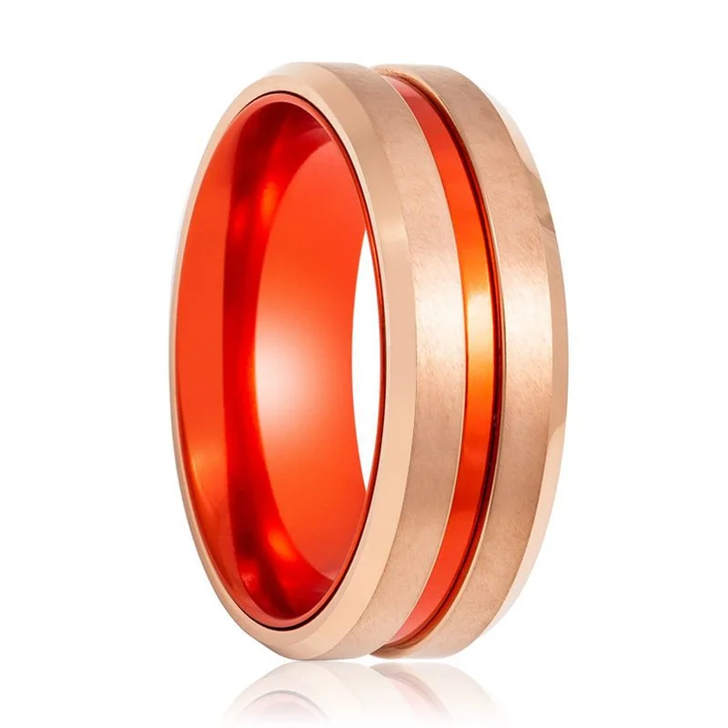 Women’s luxury diamond ring-GOSTU | Tungsten Ring Red Groove