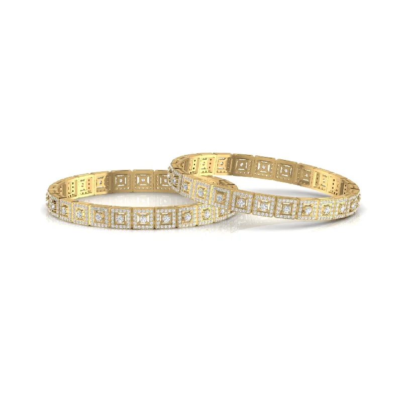 Women’s sterling silver bracelet-Elegant Gold Diamond Bangle