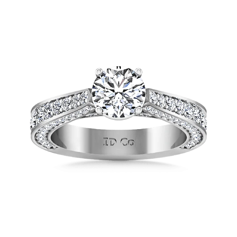 Women’s solitaire engagement rings with platinum-Round Diamond Pave Engagement Ring Elizabeth 14K White Gold