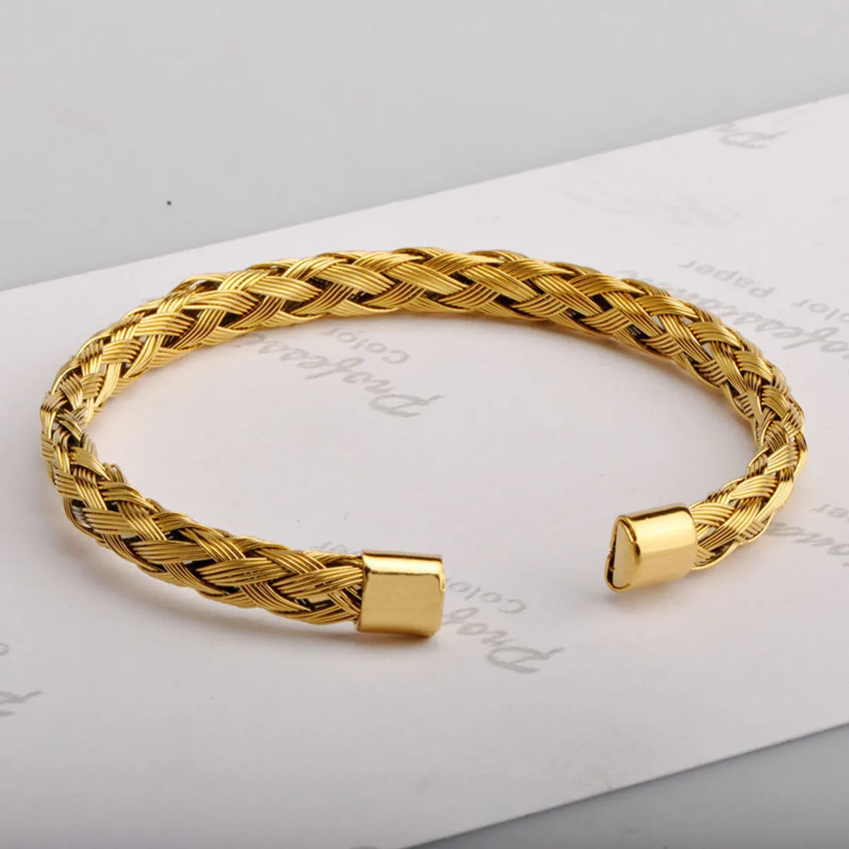 Women’s leather bracelet-Wholesale Retro Solid Color Titanium Steel 18k Gold Plated Bangle