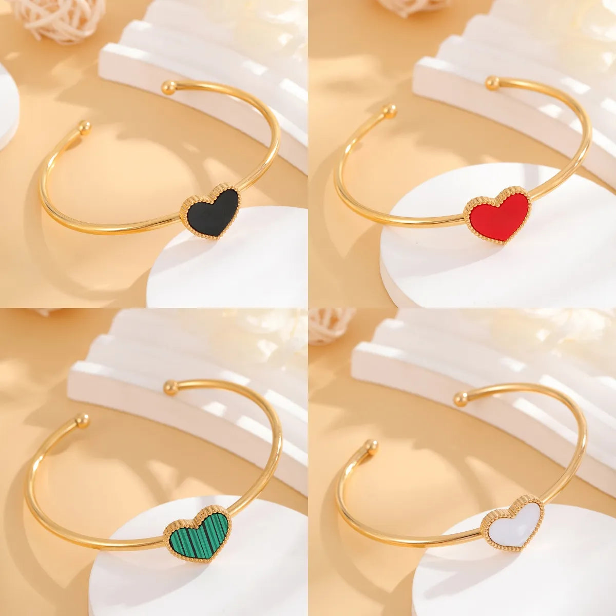 Women’s sparkling bangle-Casual Simple Style Classic Style Heart Shape Stainless Steel Plating Bangle