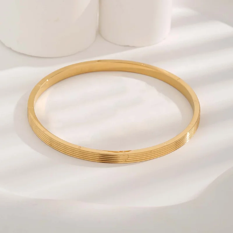 Women’s adjustable bracelet-Modern Style Round Number Titanium Steel Plating Gold Plated Bangle