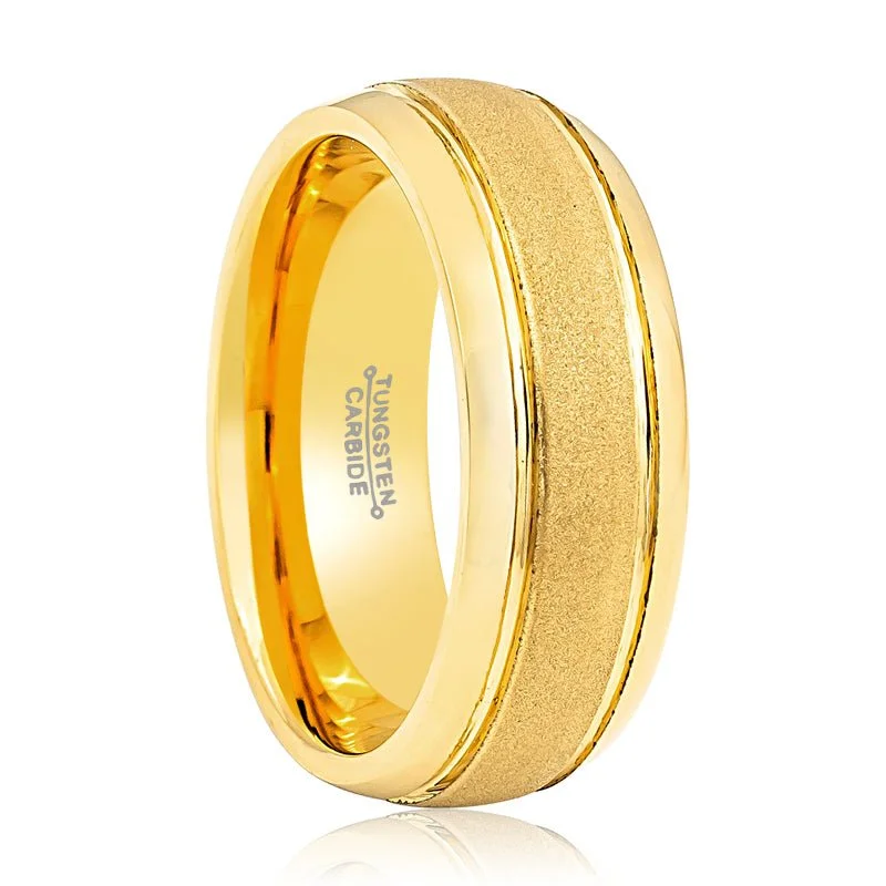 Women’s boho ring-FRANCO | Tungsten Ring Yellow Gold