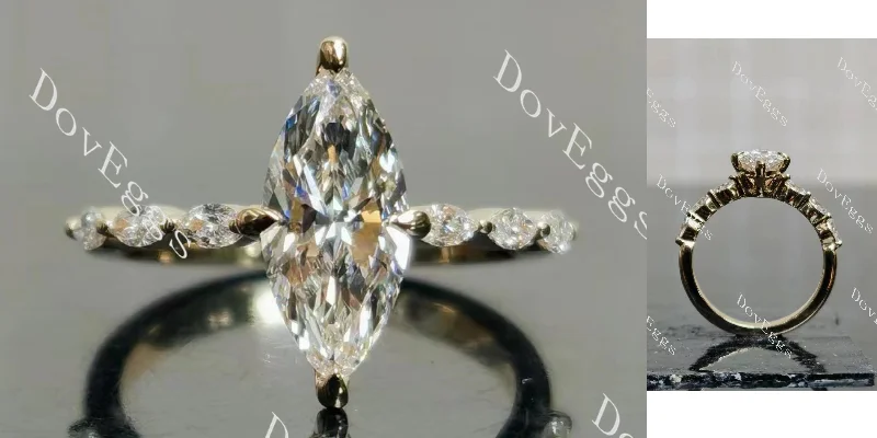 Women’s wedding and engagement rings-Doveggs marquise pave moissanite engagement ring