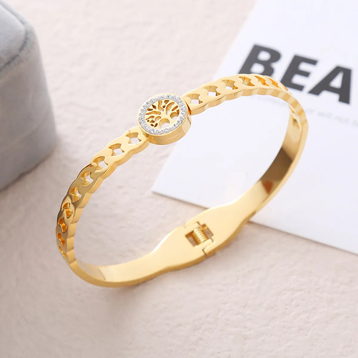 Women’s double-strand bracelet-Casual Lady Streetwear Tree Stainless Steel Plating Inlay Zircon Bangle