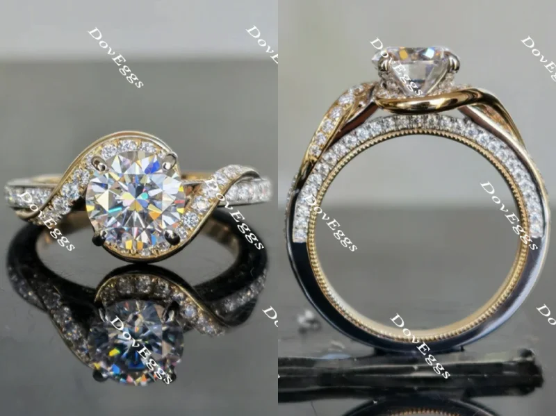 Women’s custom engagement rings with names-Doveggs art deco vintage moissanite engagement ring