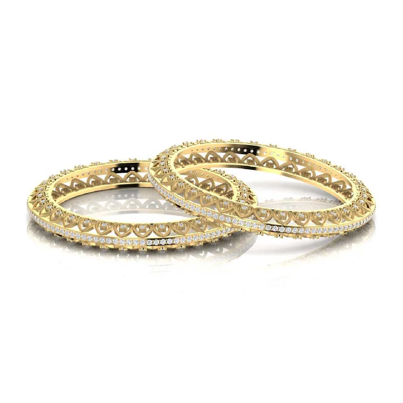 Women’s gemstone bangles-Heart Design Diamond Bangle