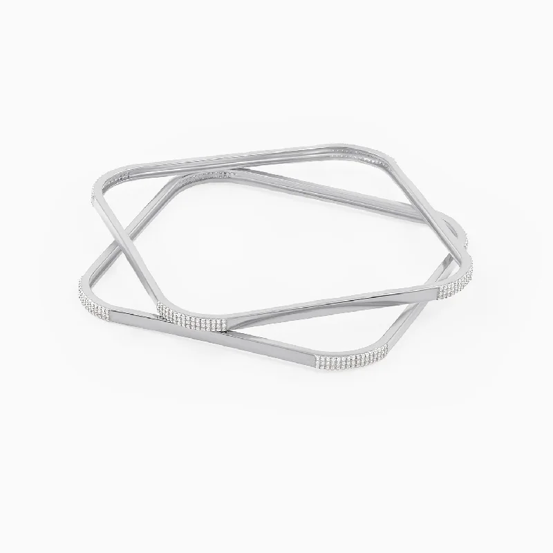 Women’s vintage bangle-Opulent Square Silver Bangle